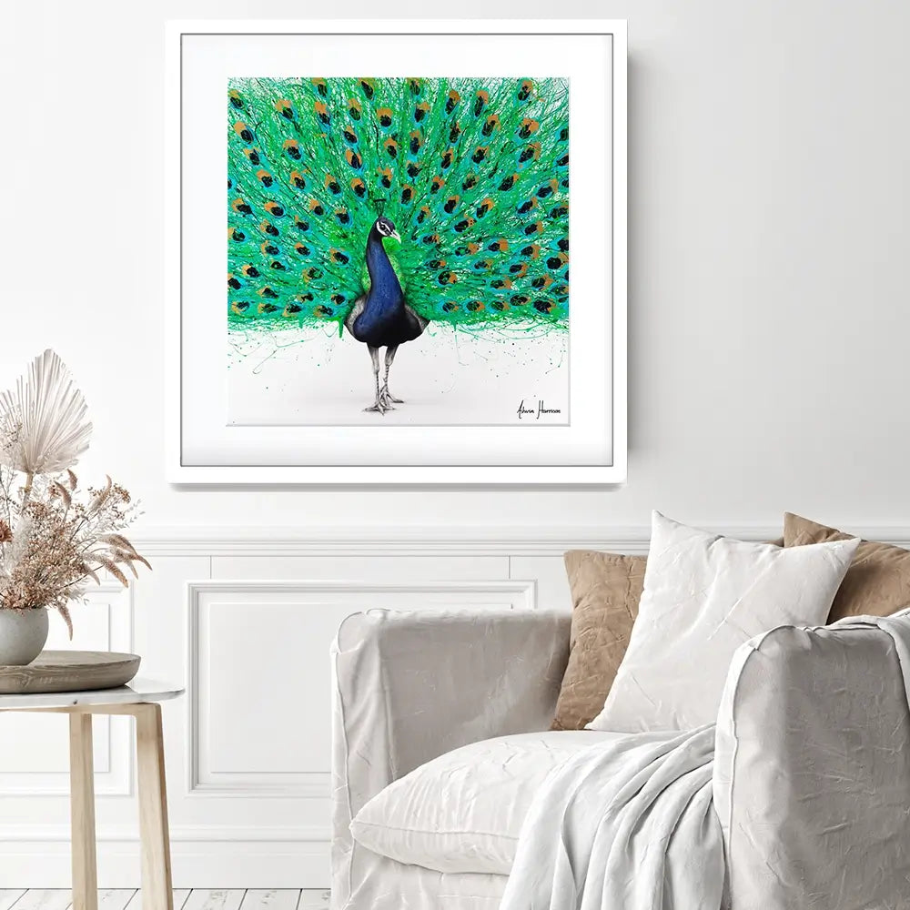 Proud Peacock Square Framed Art Print Proud Peacock Square Framed Art Print wall art product Ashvin Harrison