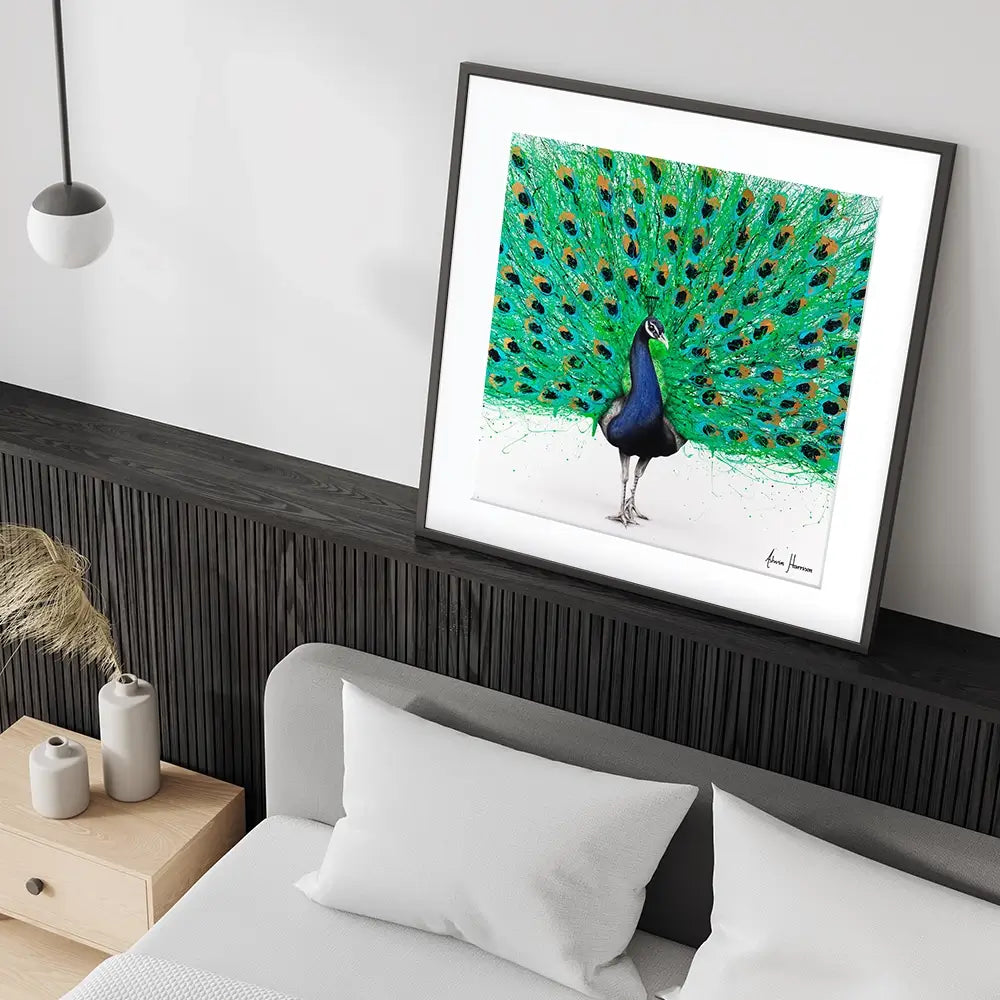Proud Peacock Square Framed Art Print Proud Peacock Square Framed Art Print wall art product Ashvin Harrison