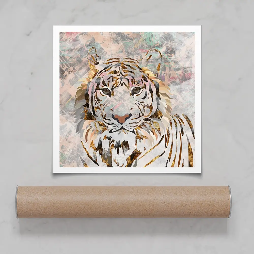 Proud Tiger Square Art Print Proud Tiger Square Art Print wall art product Sarah Manovksi