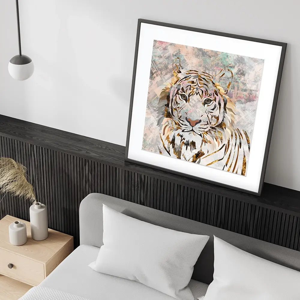 Proud Tiger Square Framed Art Print Proud Tiger Square Framed Art Print wall art product Sarah Manovksi