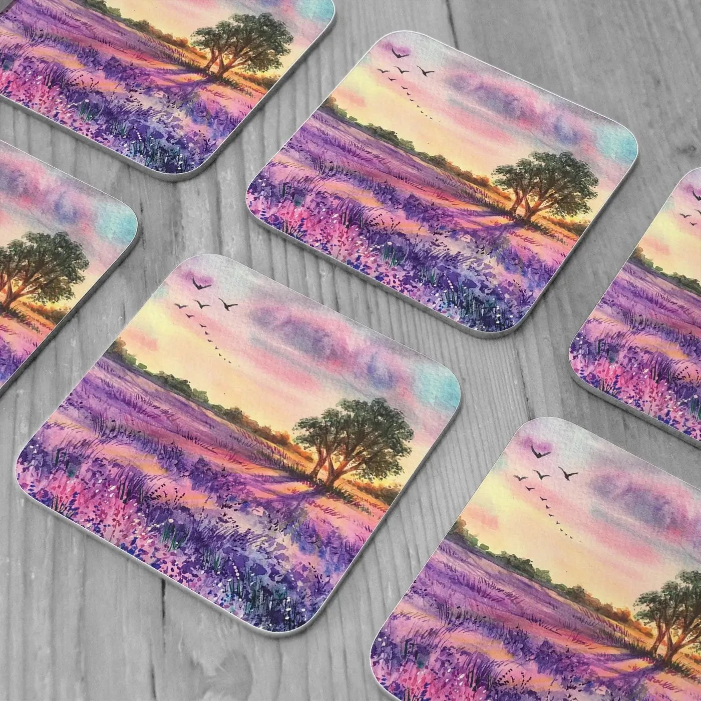 Provence Lavender Field Coaster Set Rainbow Soul Tree Coaster Set | Rainbow Soul Tree Art Coasters wall art product EL_Art / Shutterstock