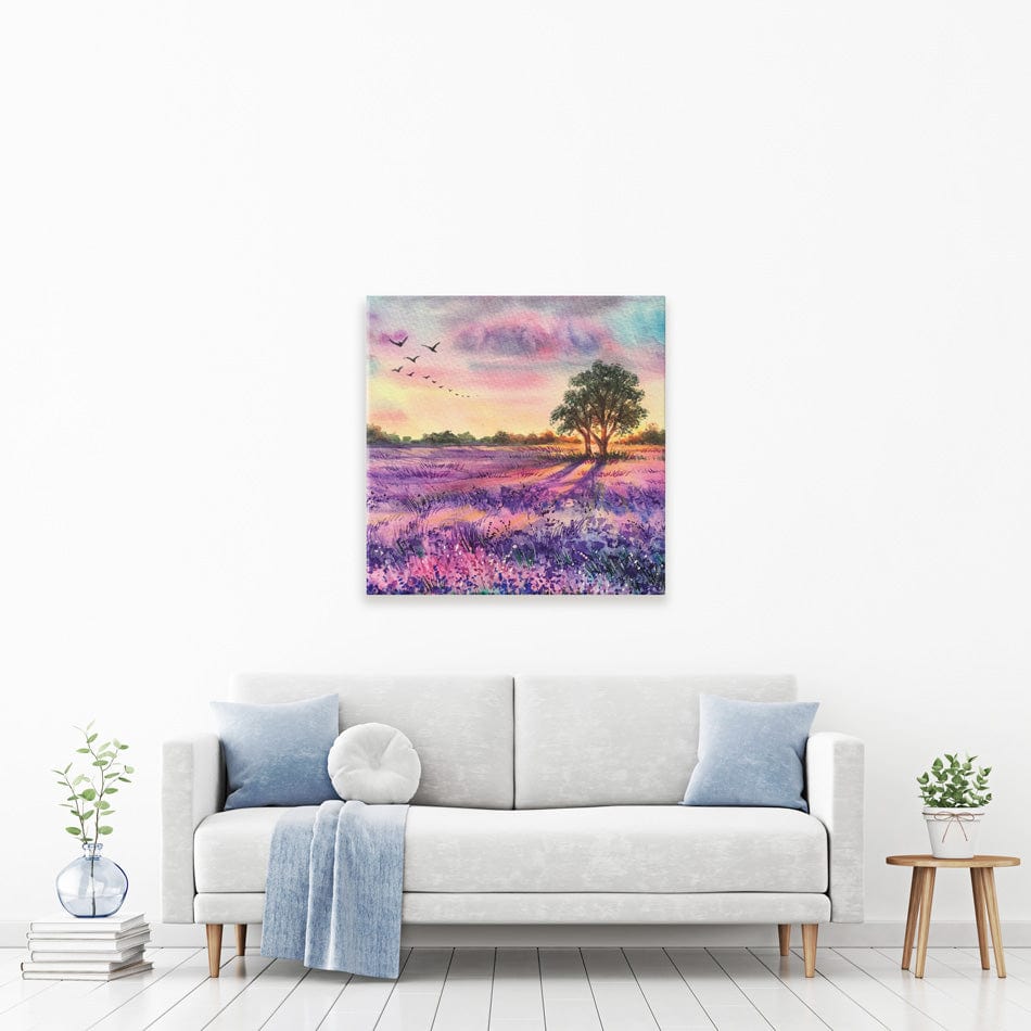 Provence Lavender Field Square Canvas Print wall art product EL_Art / Shutterstock