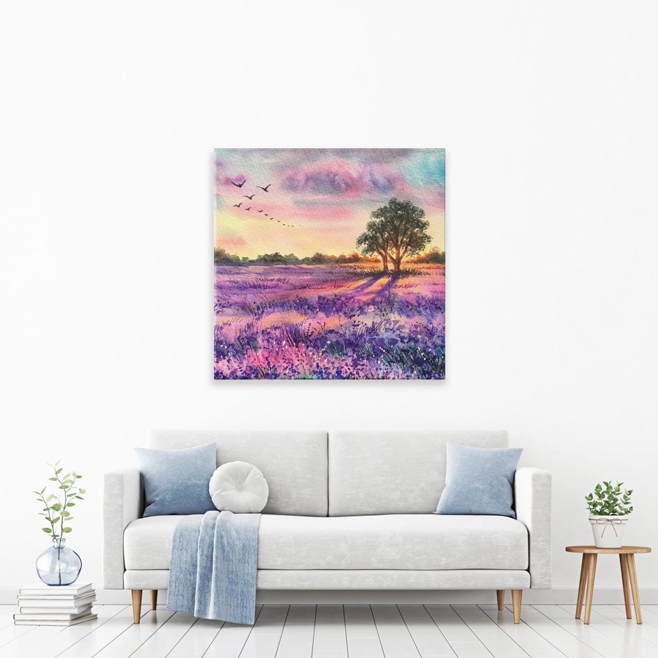 Provence Lavender Field Square Canvas Print wall art product EL_Art / Shutterstock