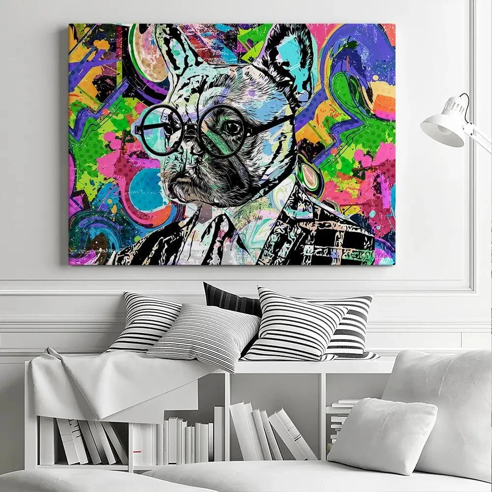 Psychedelic Frenchie Canvas Print Psychedelic Frenchie Canvas Print wall art product ARTEMENKO VALENTYN / Shutterstock