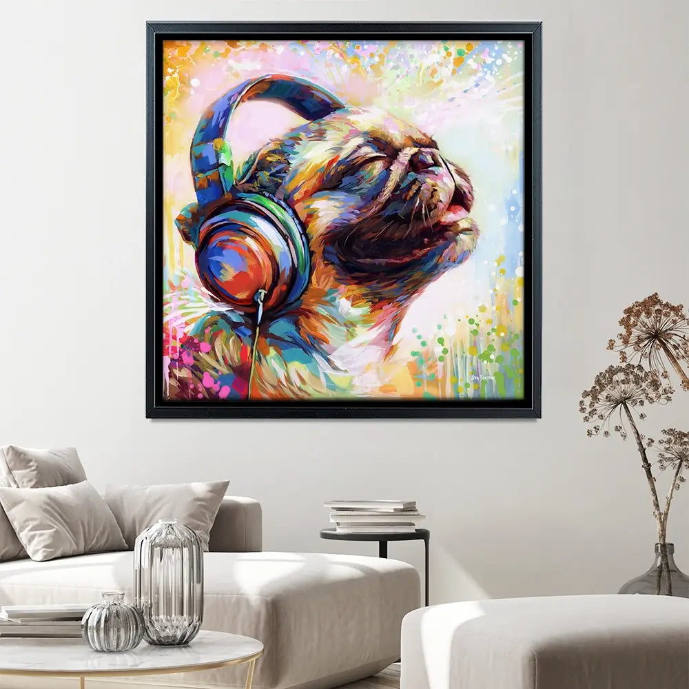 Pug's Beat Bliss Canvas Print Pug's Beat Bliss Canvas Print wall art product Leon Devenice