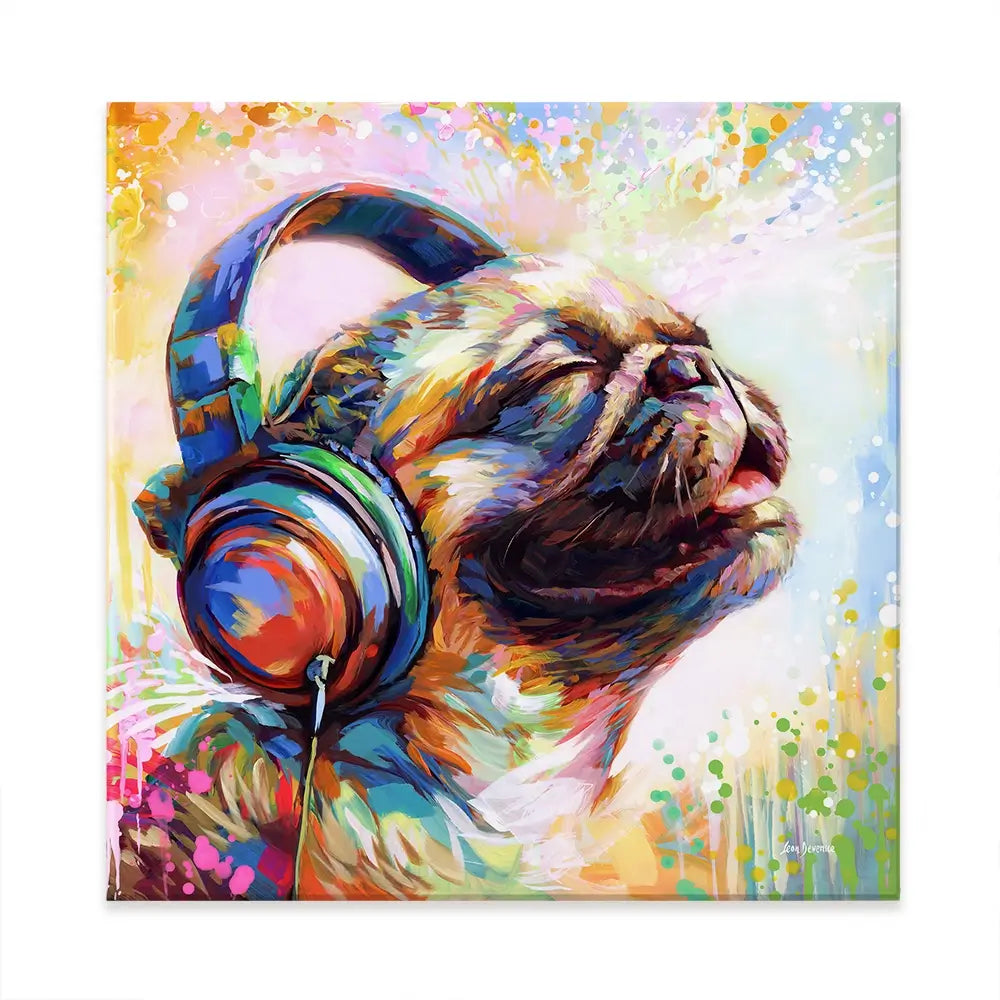 Pug's Beat Bliss Canvas Print Pug's Beat Bliss Canvas Print wall art product Leon Devenice