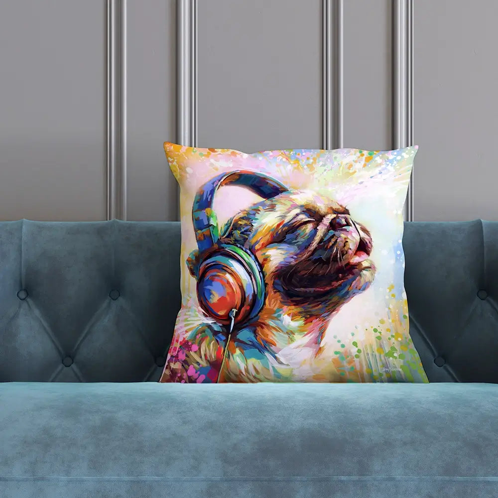Pug's Beat Bliss Cushion Pug's Beat Bliss Cushion wall art product Leon Devenice