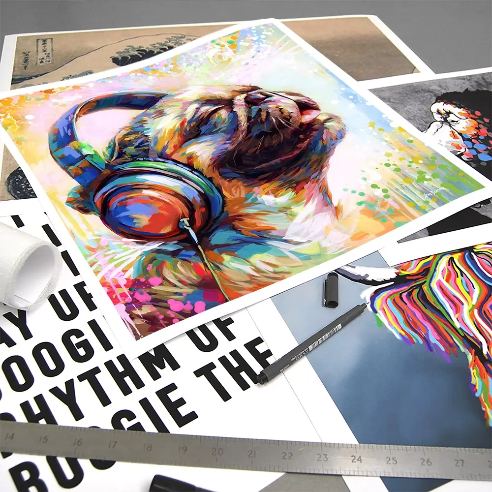 Pug's Beat Bliss Square Art Print Pug's Beat Bliss Square Art Print wall art product Leon Devenice