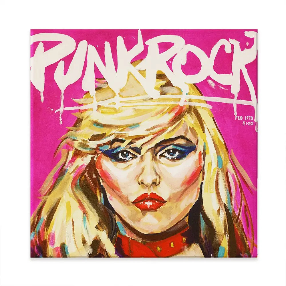 Punk Rock Debbie Harry Square Canvas Print Punk Rock Debbie Harry Square Canvas Print wall art product Juliet Stockton