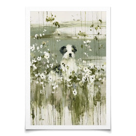 Puppy In The Meadow Art Print Puppy In The Meadow Art Print wall art product Chromatic Storm Studio