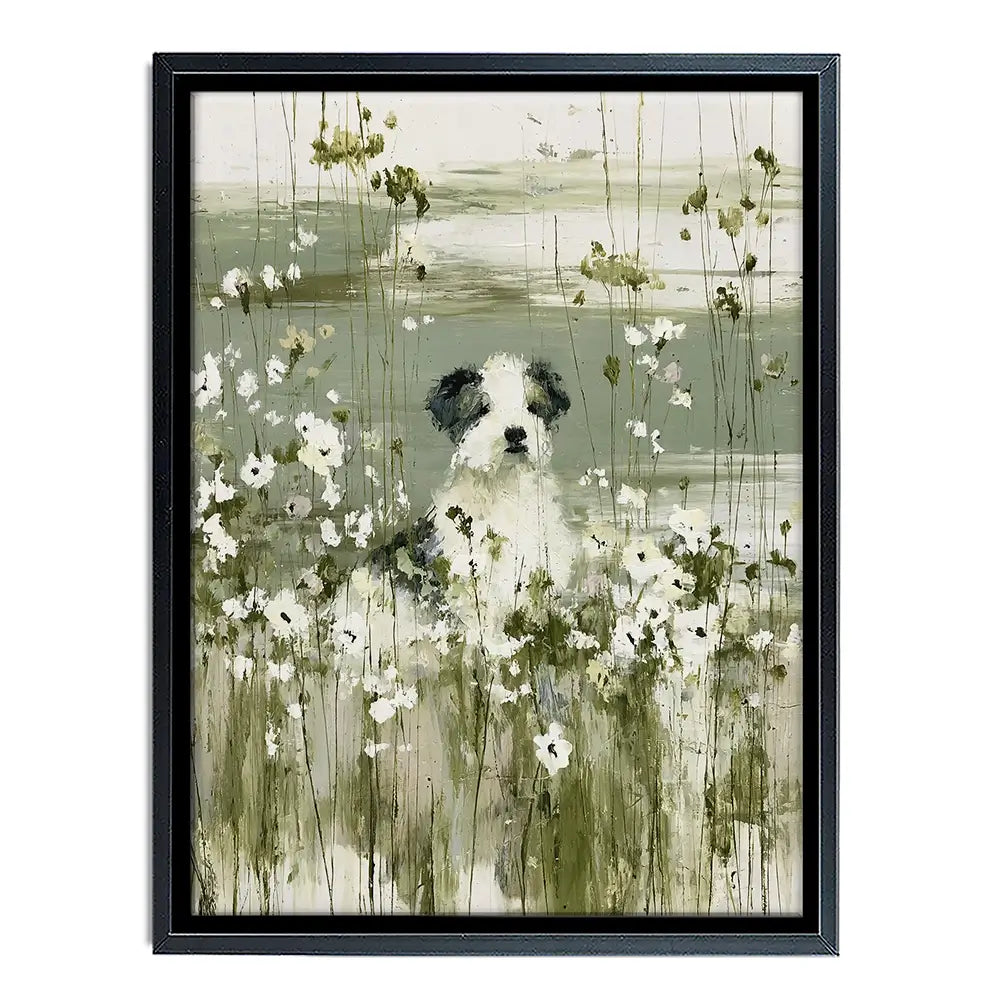 Puppy In The Meadow Canvas Print Puppy In The Meadow Canvas Print wall art product Chromatic Storm Studio