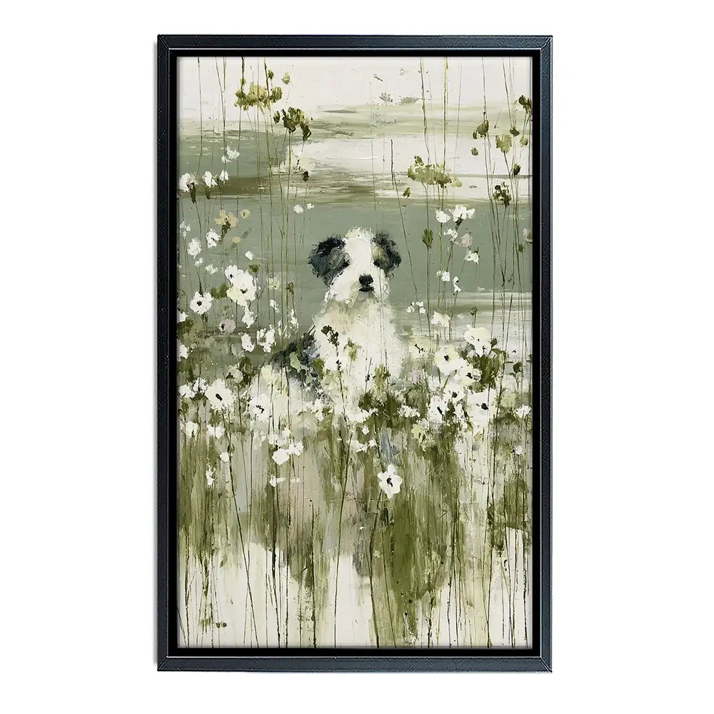 Puppy In The Meadow Canvas Print Puppy In The Meadow Canvas Print wall art product Chromatic Storm Studio