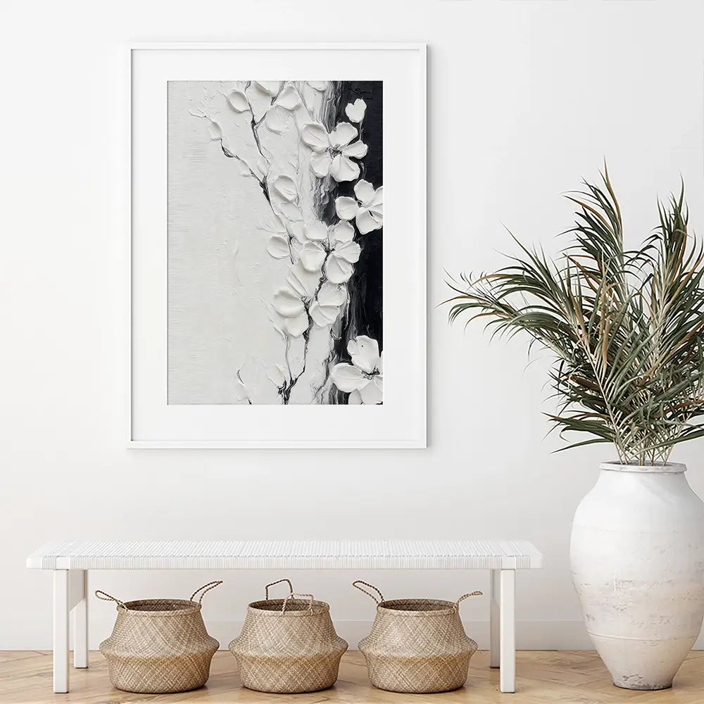 Pure White Blossoms Framed Art Print Pure White Blossoms Framed Art Print wall art product LSR Design Studio - Independent