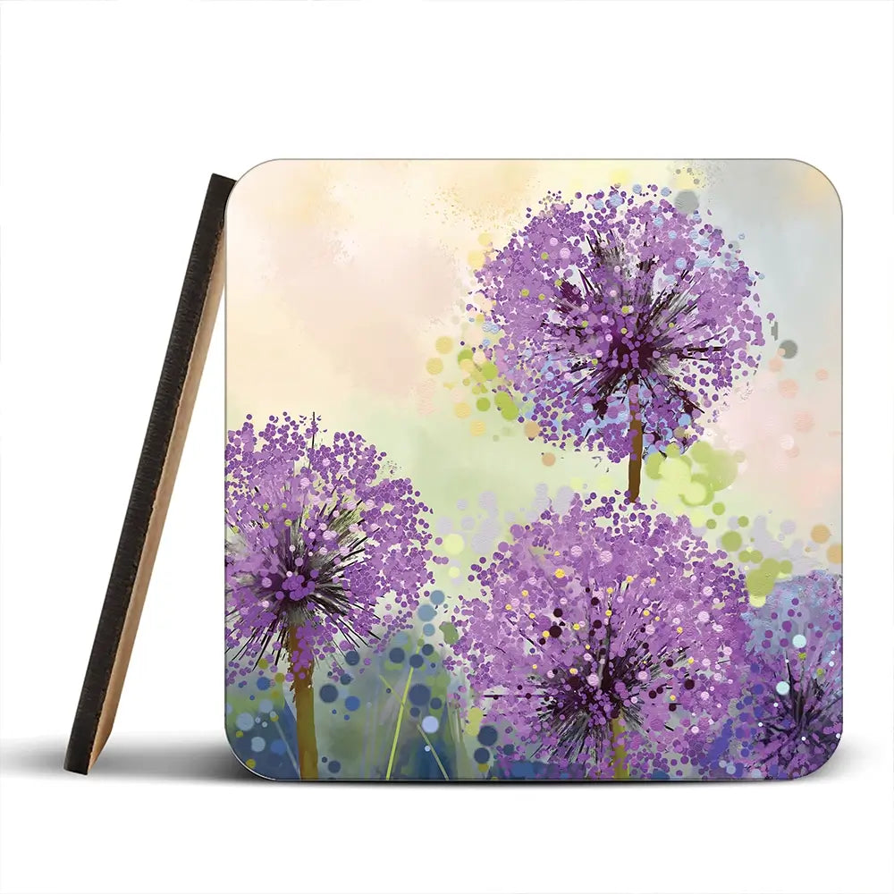 Purple Allium Coaster Set Purple Allium Coaster Set wall art product pluie_r / Shutterstock
