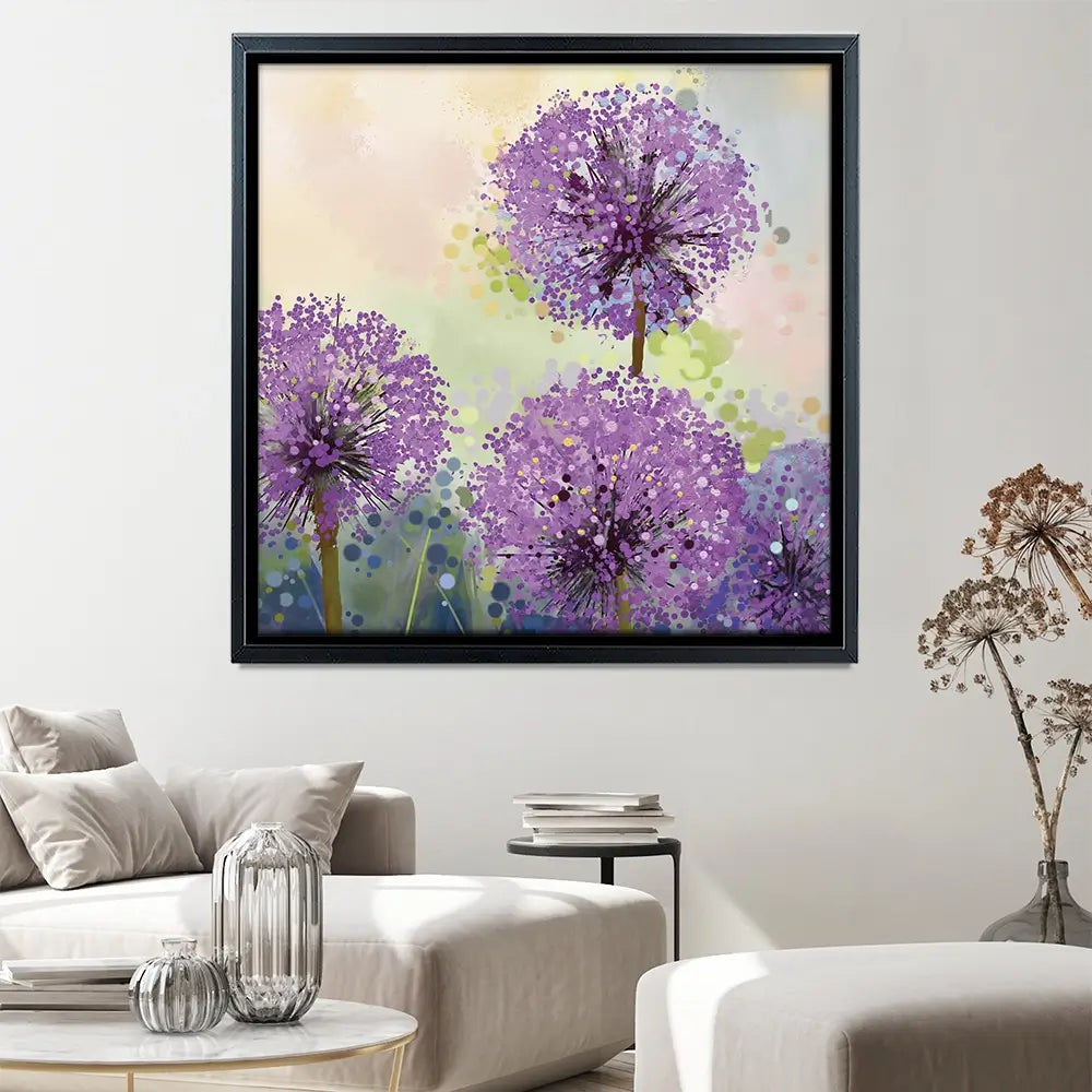Purple Allium Square Canvas Print Purple Allium Square Canvas Print wall art product pluie_r / Shutterstock