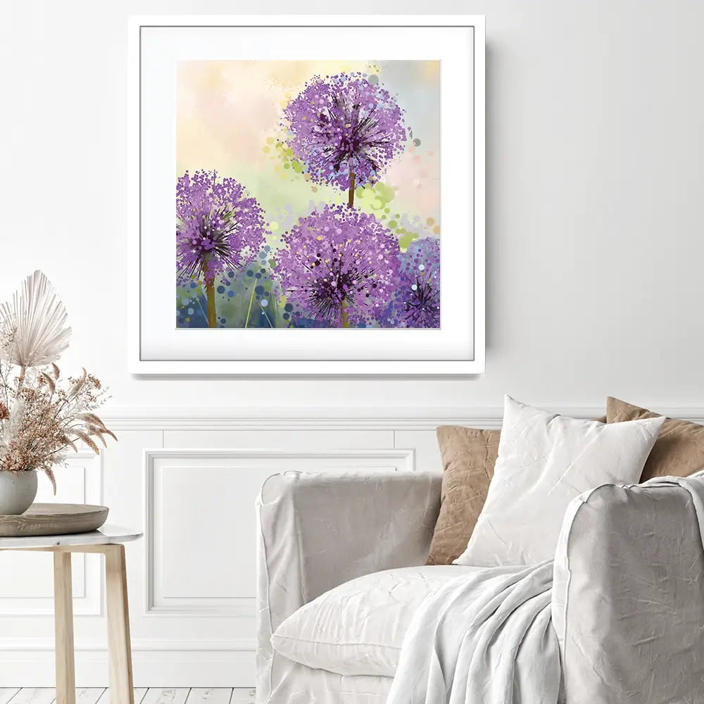 Purple Allium Square Framed Art Print Purple Allium Square Framed Art Print wall art product pluie_r / Shutterstock