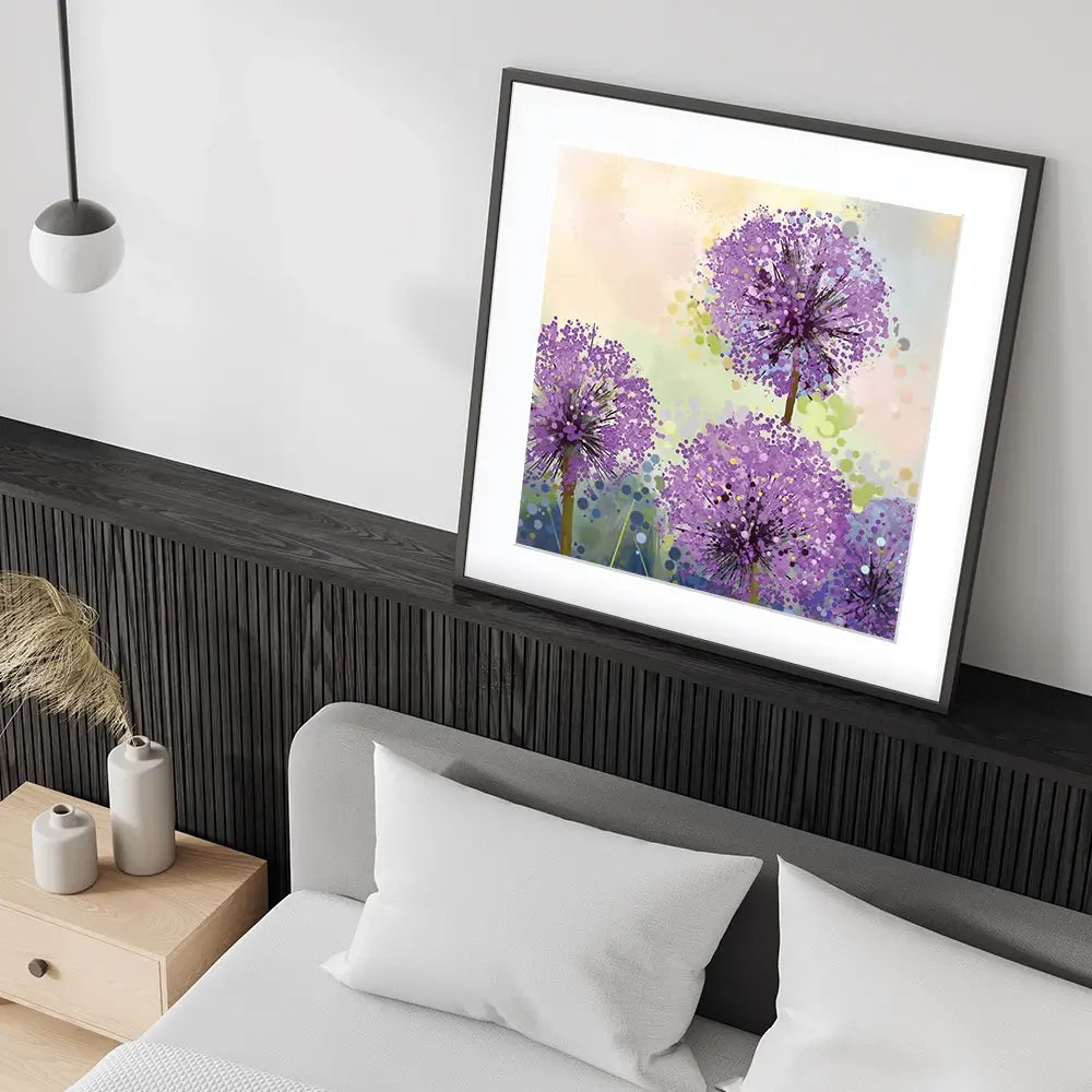 Purple Allium Square Framed Art Print Purple Allium Square Framed Art Print wall art product pluie_r / Shutterstock