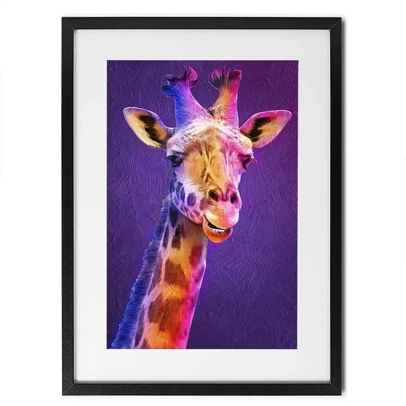 Purple And Pink Giraffe Framed Art Print Purple And Pink Giraffe Framed Art Print wall art product Mohammadreza Zeidabadi / Shutterstock