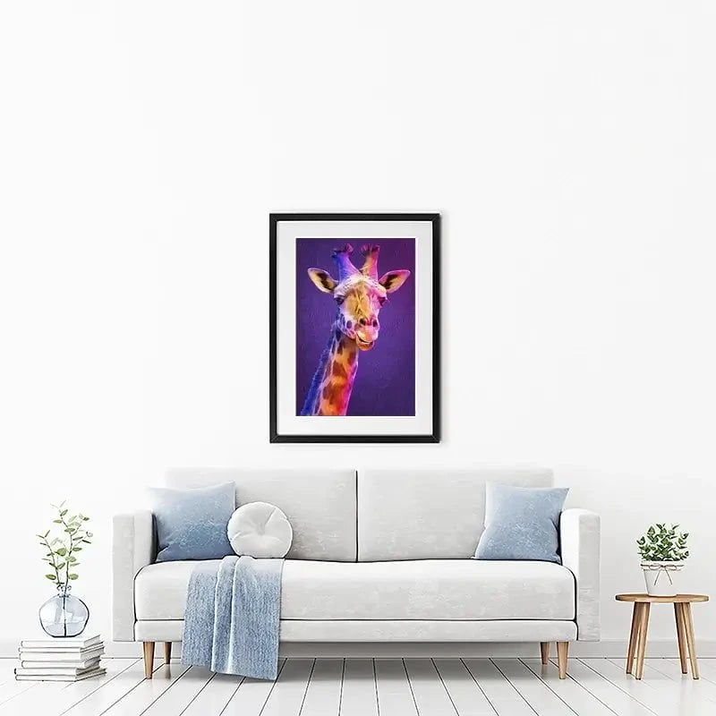 Purple And Pink Giraffe Framed Art Print Purple And Pink Giraffe Framed Art Print wall art product Mohammadreza Zeidabadi / Shutterstock
