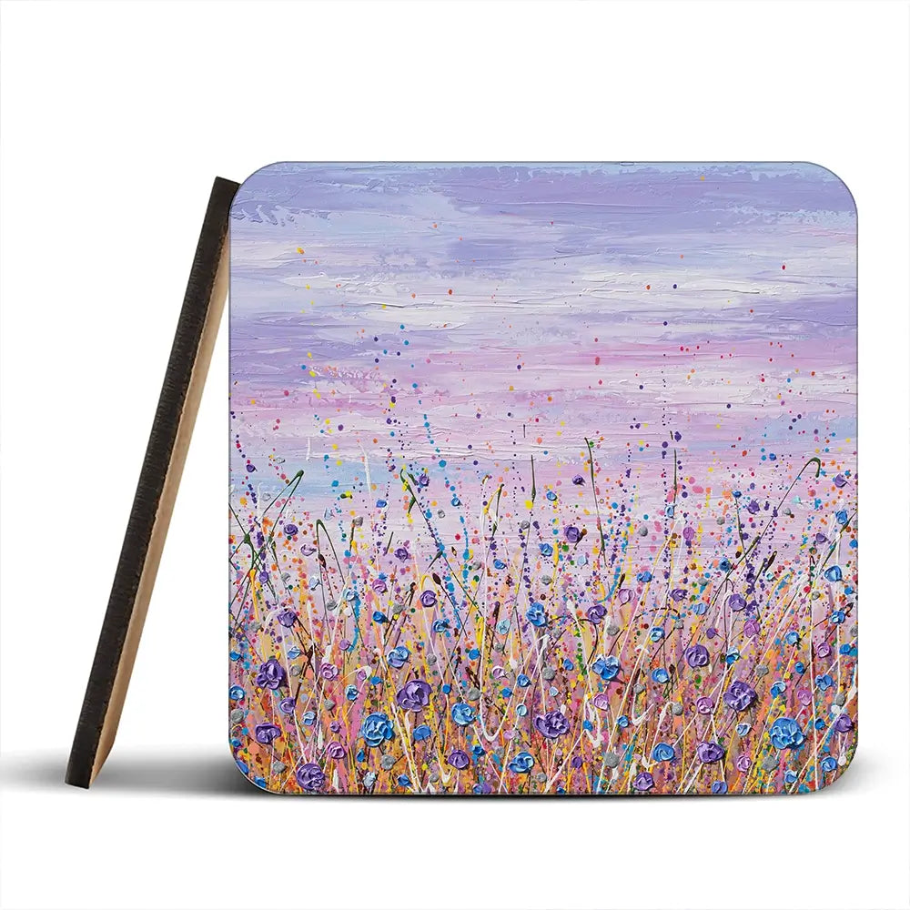 Purple Flower Field Coaster Set Purple Flower Field Coaster Set wall art product Olga Tkachyk