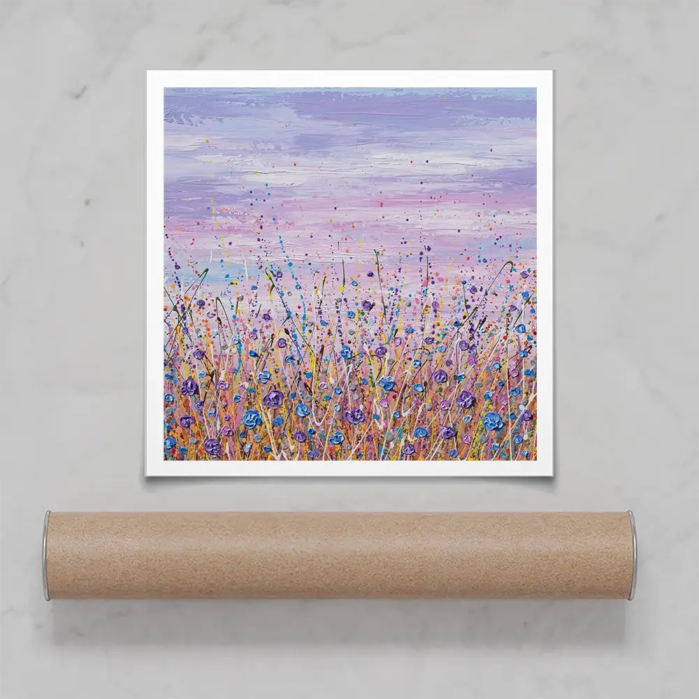 Purple Flower Field Square Art Print Purple Flower Field Square Art Print wall art product Olga Tkachyk