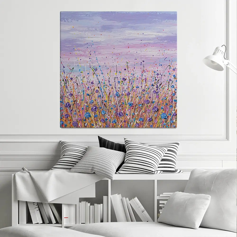Purple Flower Field Square Canvas Print Purple Flower Field Square Canvas Print wall art product Olga Tkachyk