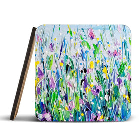 Purple Meadow Coaster Set Rainbow Soul Tree Coaster Set | Rainbow Soul Tree Art Coasters wall art product Olga Tkachyk