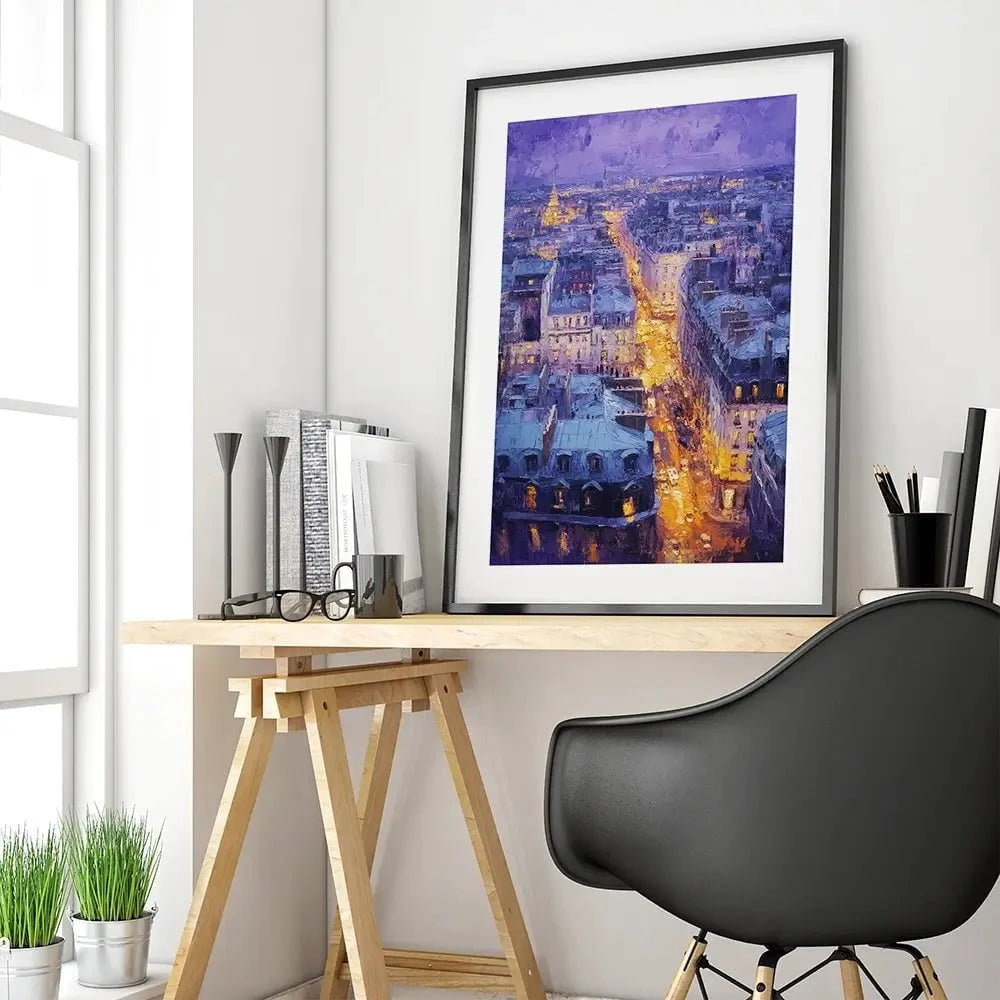 Purple Paris Night Framed Art Print Purple Paris Night Framed Art Print wall art product Tanya Ocean