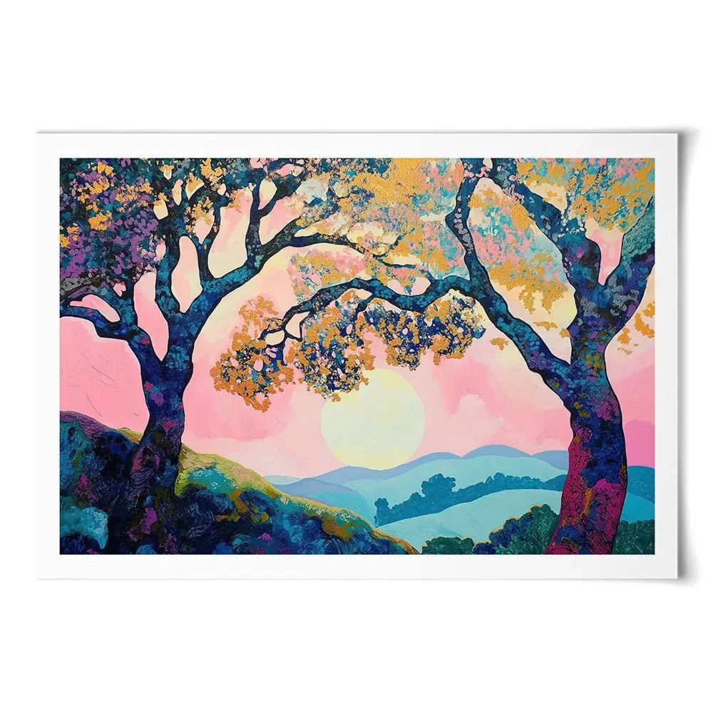 Purple Trees Pink Sunset Art Print Purple Trees Pink Sunset Art Print wall art product Gina Kelly - Independent