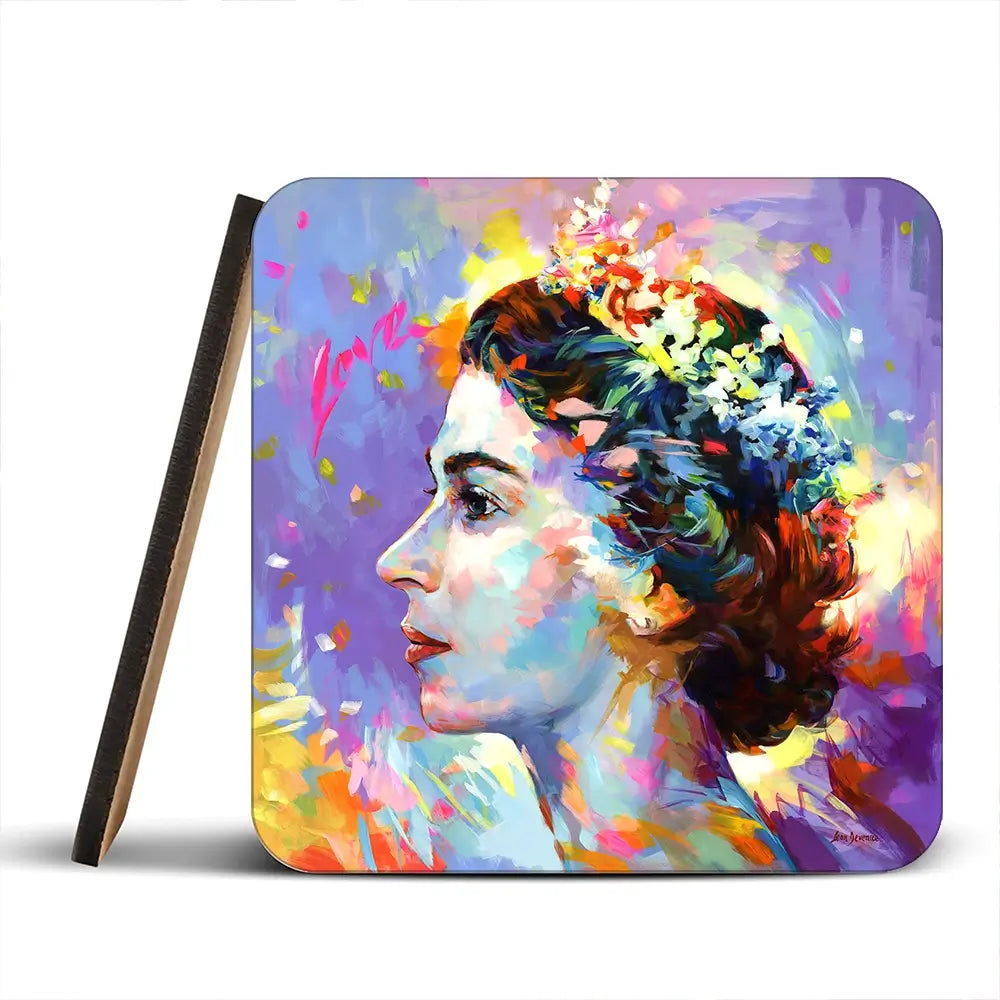 Queen Elizabeth Coaster Set Rainbow Soul Tree Coaster Set | Rainbow Soul Tree Art Coasters wall art product Leon Devenice