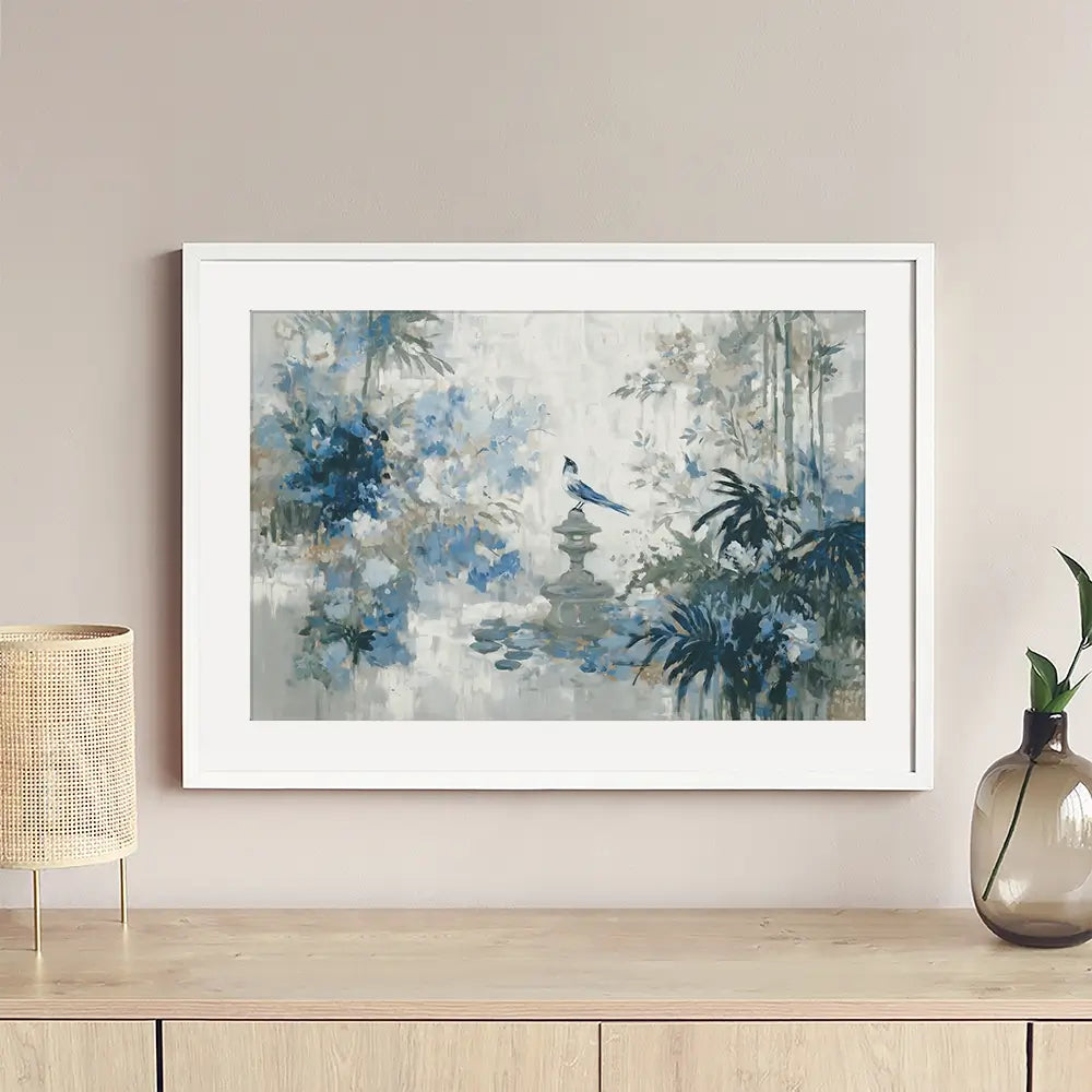 Quiet Garden Pagoda Reverie Framed Art Print Quiet Garden Pagoda Reverie Framed Art Print wall art product Chromatic Storm Studio