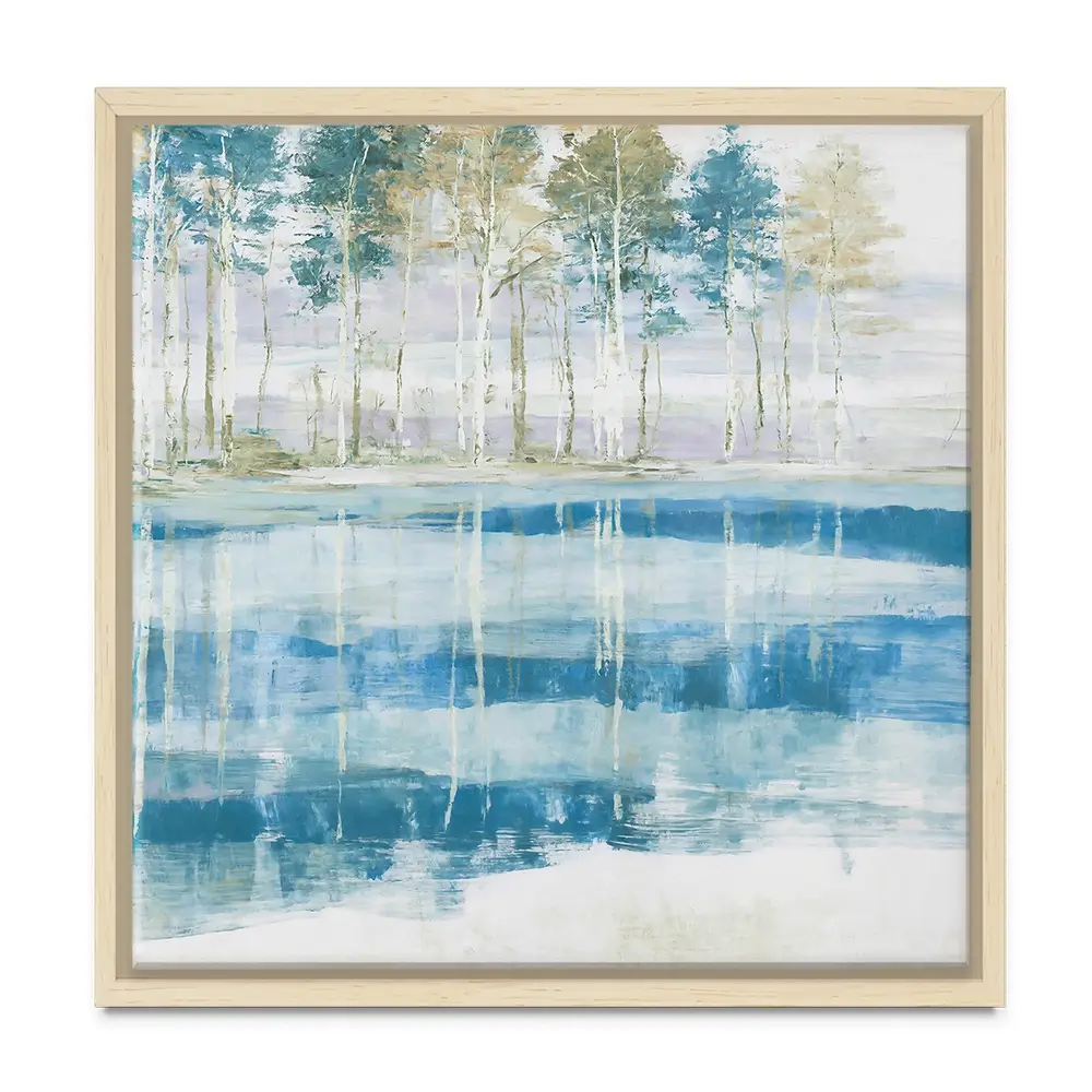 Quiet Lake Tree Reflection Square Canvas Print Quiet Lake Tree Reflection Square Canvas Print wall art product Chromatic Storm Studio