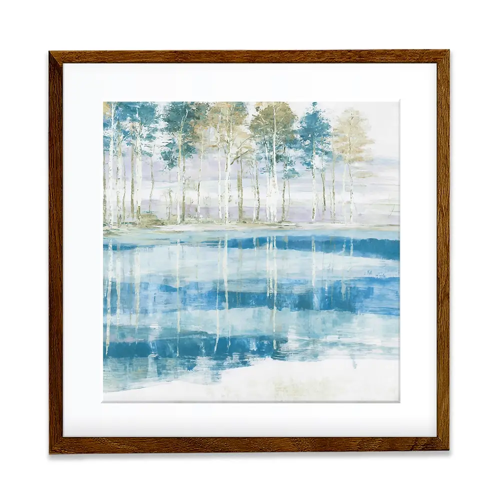 Quiet Lake Tree Reflection Square Framed Art Print Quiet Lake Tree Reflection Square Framed Art Print wall art product Chromatic Storm Studio