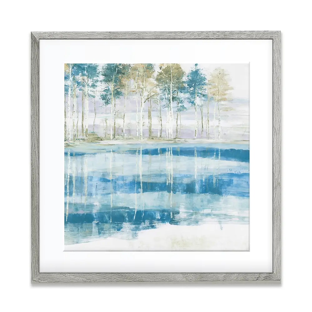 Quiet Lake Tree Reflection Square Framed Art Print Quiet Lake Tree Reflection Square Framed Art Print wall art product Chromatic Storm Studio