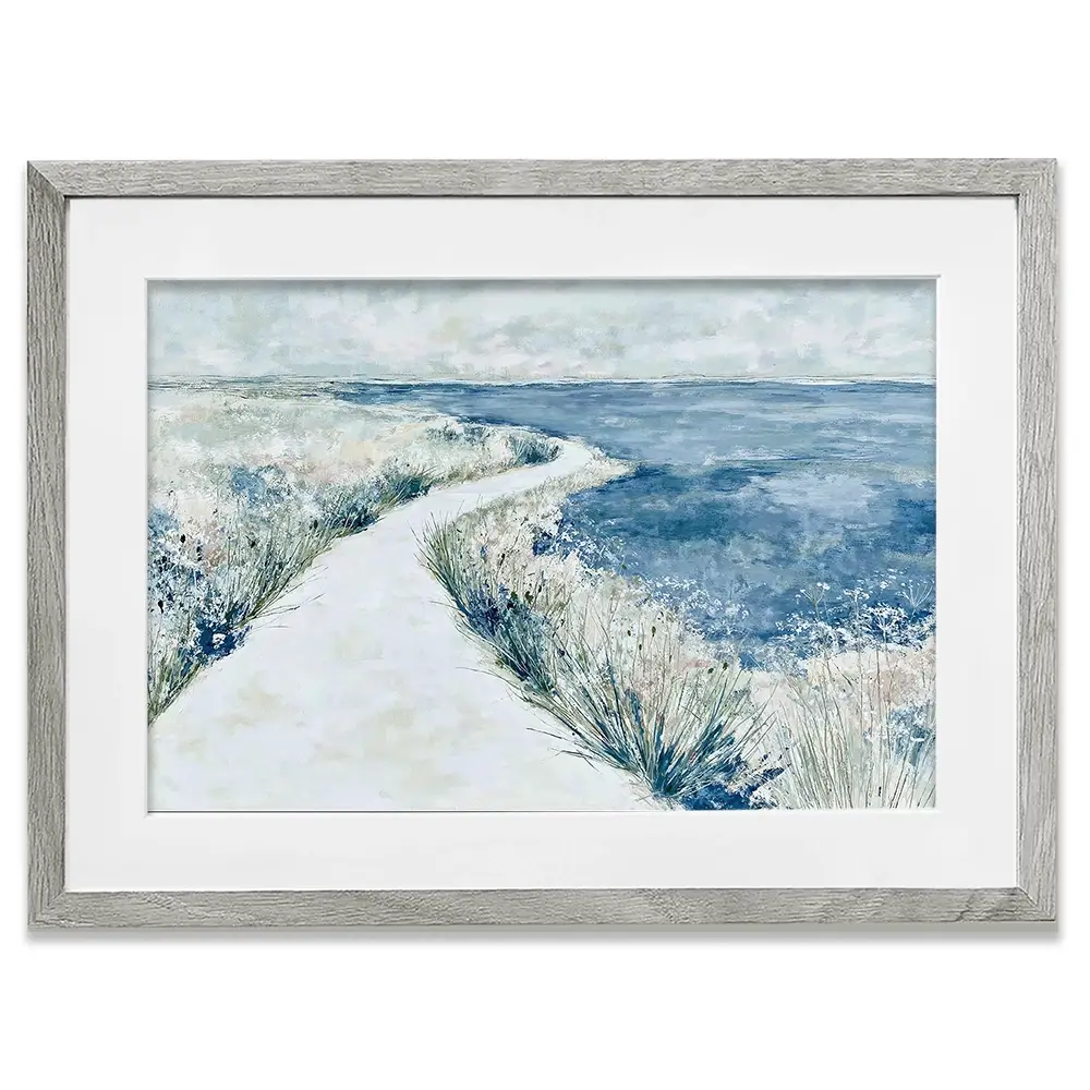 Quiet Shoreline Walk Framed Art Print Quiet Shoreline Walk Framed Art Print wall art product Chromatic Storm Studio