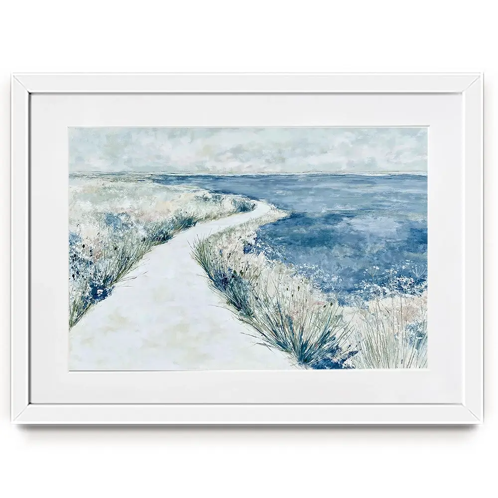 Quiet Shoreline Walk Framed Art Print Quiet Shoreline Walk Framed Art Print wall art product Chromatic Storm Studio