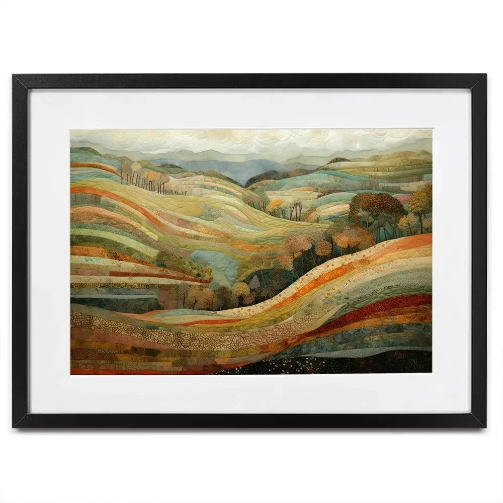 Quilted Autumn Landscape Framed Art Print Quilted Autumn Landscape Framed Art Print wall art product RileyB - Independent