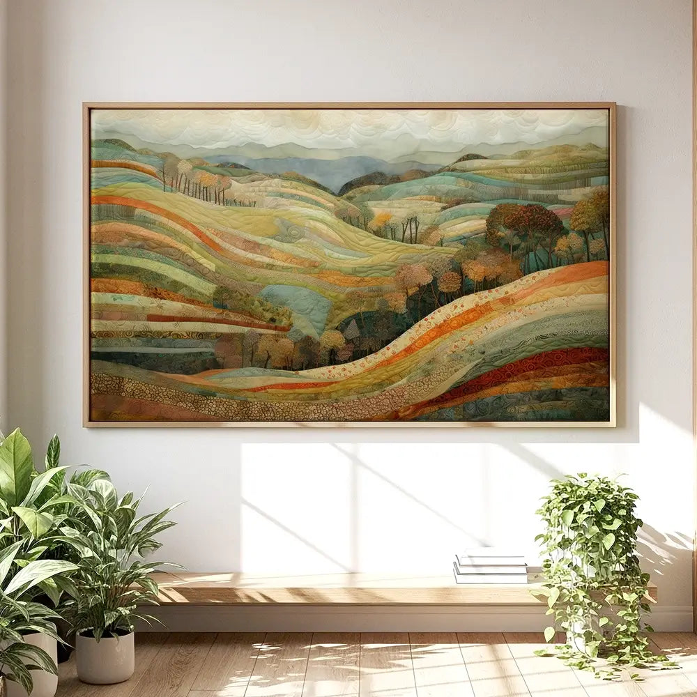 Quilted Autumn Landscape Oversized Canvas Print Quilted Autumn Landscape Oversized Canvas Print wall art product Art Print Shop