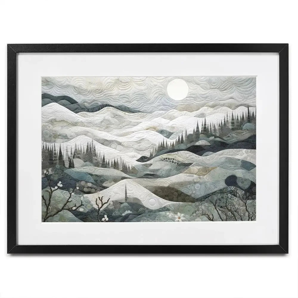 Quilted Winter Landscape 1 Framed Art Print Quilted Winter Landscape 1 Framed Art Print wall art product RileyB - Independent