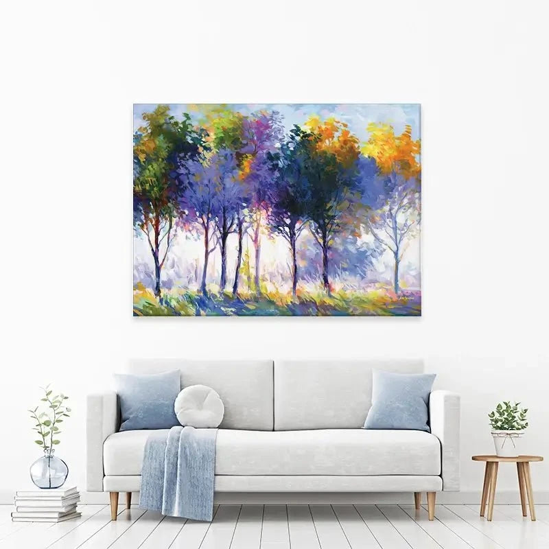 Radiant Trees In The Glowing Morning Canvas Print Radiant Trees In The Glowing Morning Canvas Print wall art product Leon Devenice