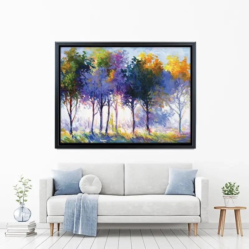 Radiant Trees In The Glowing Morning Canvas Print Radiant Trees In The Glowing Morning Canvas Print wall art product Leon Devenice