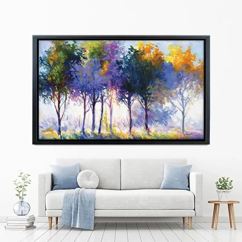 Radiant Trees In The Glowing Morning Canvas Print Radiant Trees In The Glowing Morning Canvas Print wall art product Leon Devenice