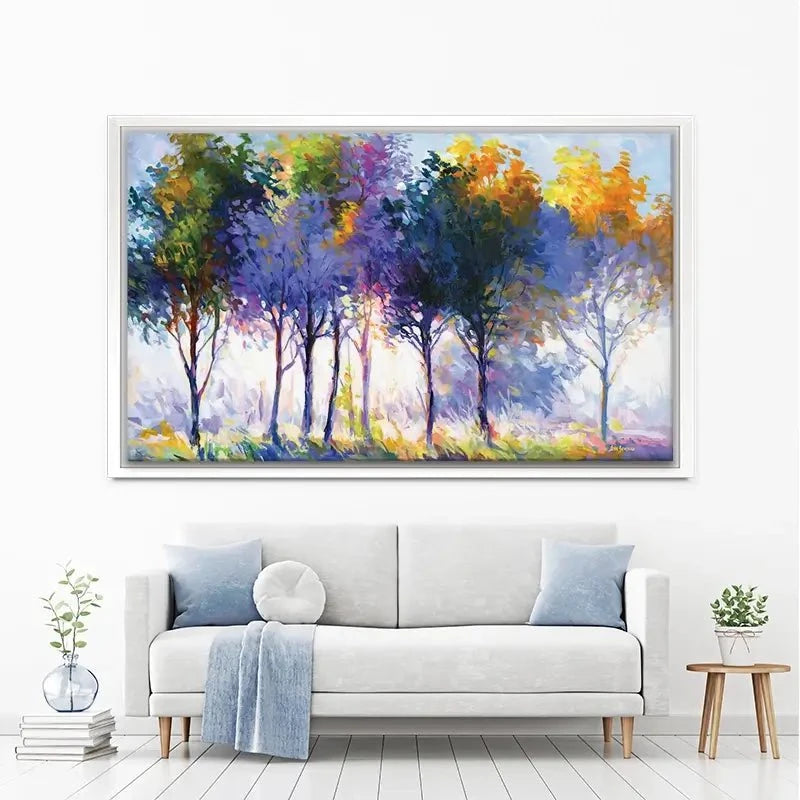 Radiant Trees In The Glowing Morning Canvas Print Radiant Trees In The Glowing Morning Canvas Print wall art product Leon Devenice