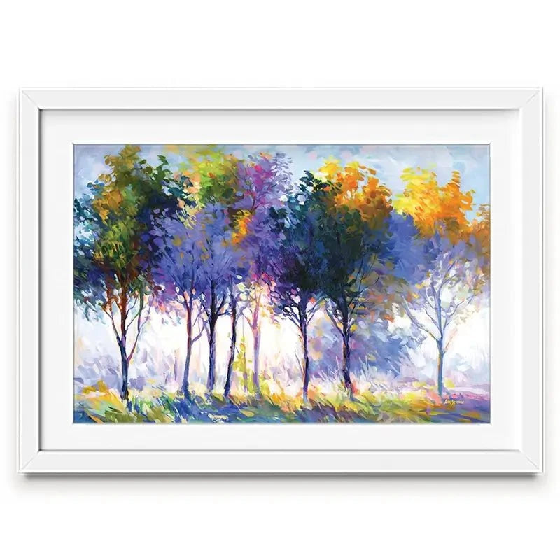 Radiant Trees In The Glowing Morning Framed Art Print Radiant Trees In The Glowing Morning Framed Art Print wall art product Leon Devenice