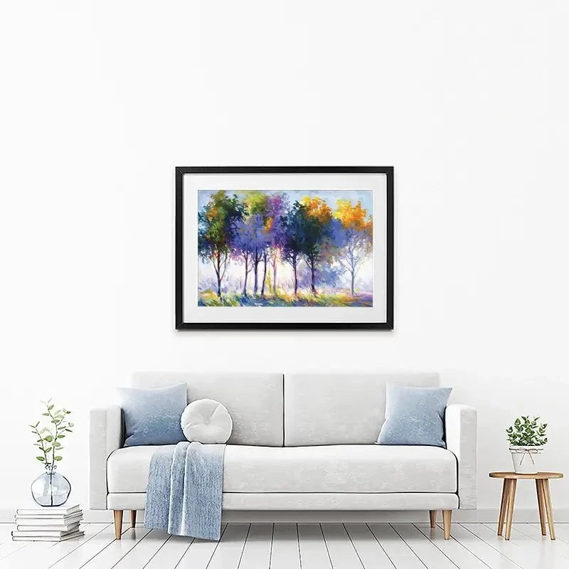 Radiant Trees In The Glowing Morning Framed Art Print Radiant Trees In The Glowing Morning Framed Art Print wall art product Leon Devenice