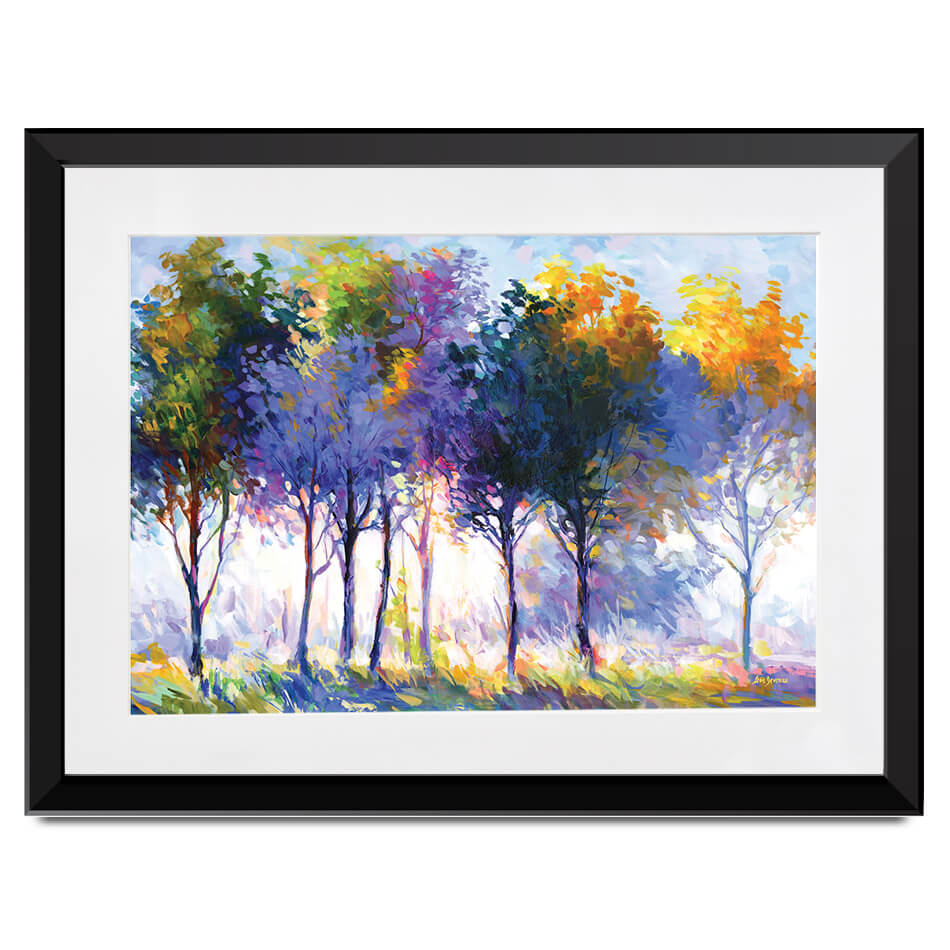 Radiant Trees In The Glowing Morning Framed Art Print Radiant Trees In The Glowing Morning Framed Art Print wall art product Leon Devenice