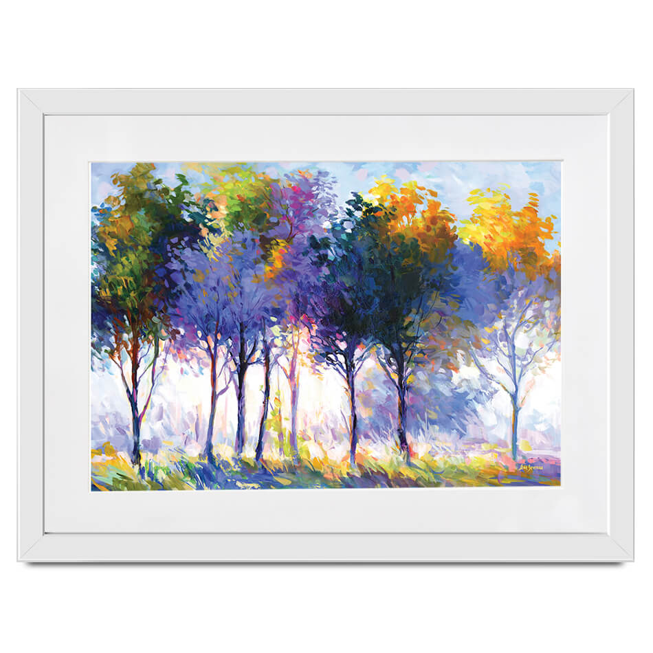Radiant Trees In The Glowing Morning Framed Art Print Radiant Trees In The Glowing Morning Framed Art Print wall art product Leon Devenice