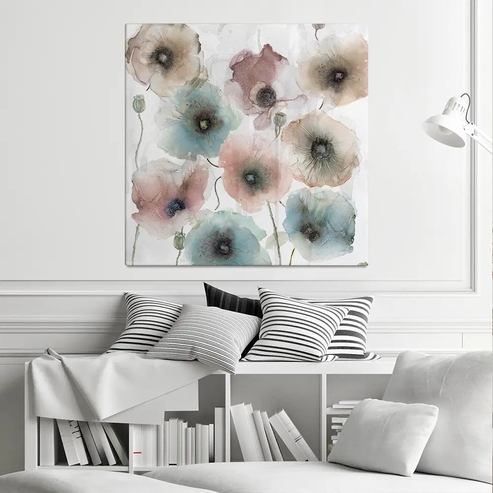 Rain Drenched Poppies Square Canvas Print Rain Drenched Poppies Square Canvas Print wall art product Carol Robinson