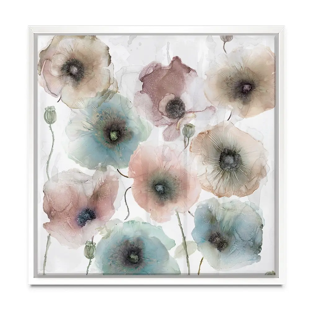 Rain Drenched Poppies Square Canvas Print Rain Drenched Poppies Square Canvas Print wall art product Carol Robinson