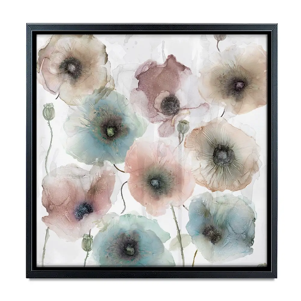 Rain Drenched Poppies Square Canvas Print Rain Drenched Poppies Square Canvas Print wall art product Carol Robinson